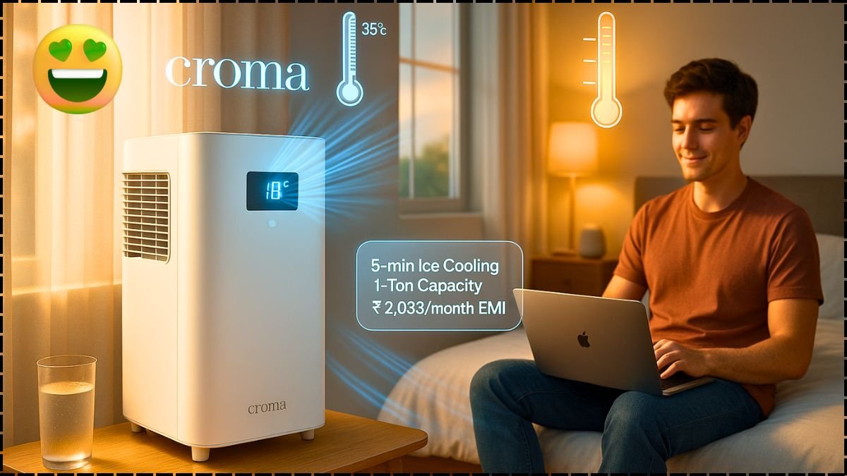 Croma Portable AC: बिना तोड़-फोड़ के मिलेगा 5 मिनट में आइस जैसा कूल कमरा, सिर्फ ₹2,033 में... जानें डिटेल्स